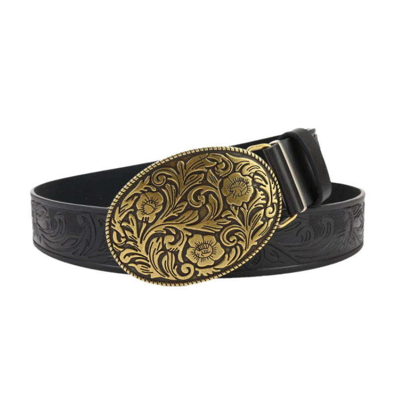 Men's Vintage Engraved Western Cowboy Leather Belt 9893976703160