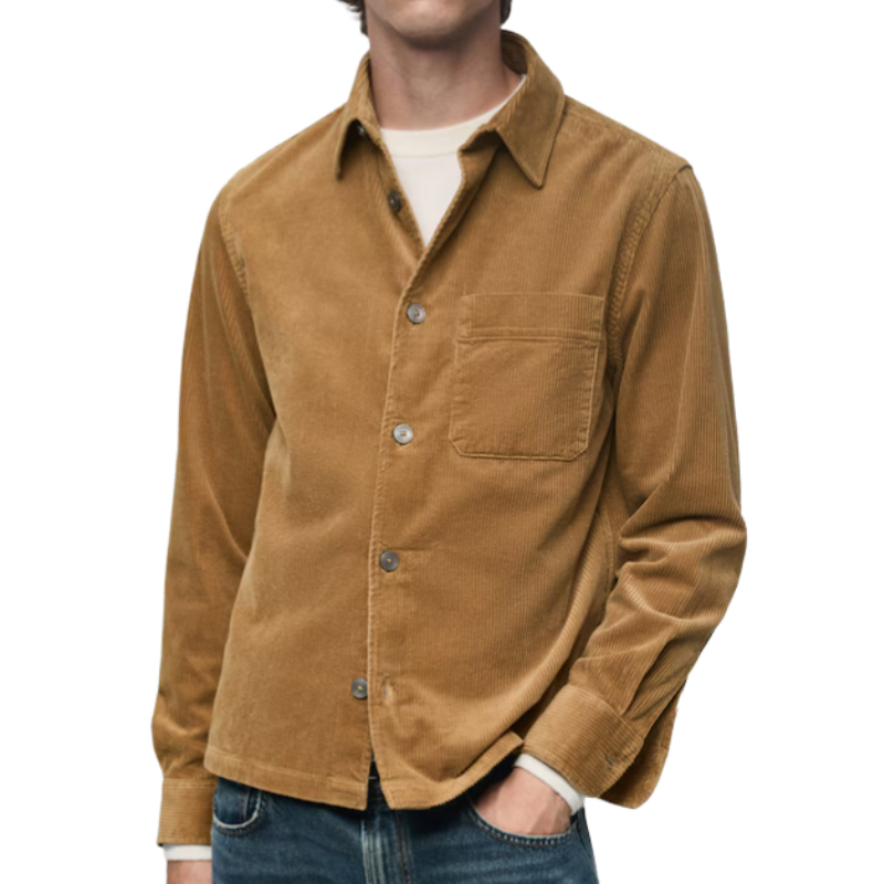 Men's Vintage Comfort Corduroy Lapel Long Sleeve Shirt 9893977292984