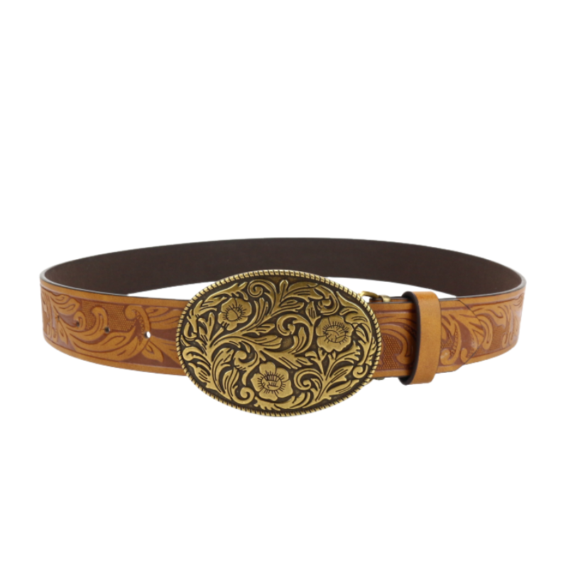 Men's Vintage Engraved Western Cowboy Leather Belt 9893976703160