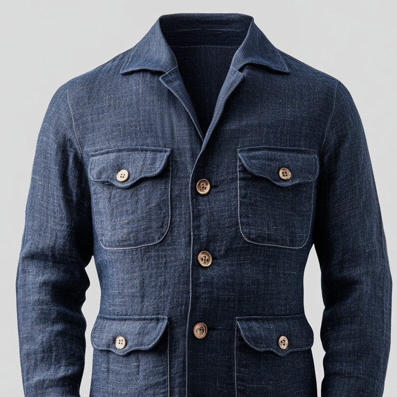Men's Turndown Collar Single Breasted Long Sleeve Flap Pocket Safari Jacket 9914188759224