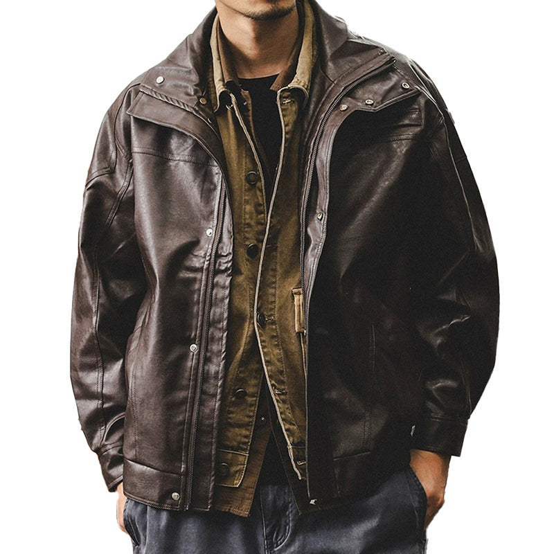 Men's Vintage Soft Leather Pocket Jacket 9884519825592