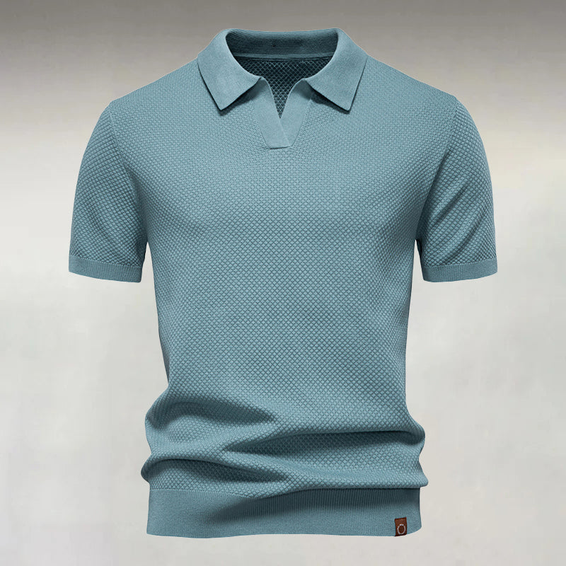 Men's Business Buttonless Short Sleeve Textured Knit Polo Shirt 9917070966968