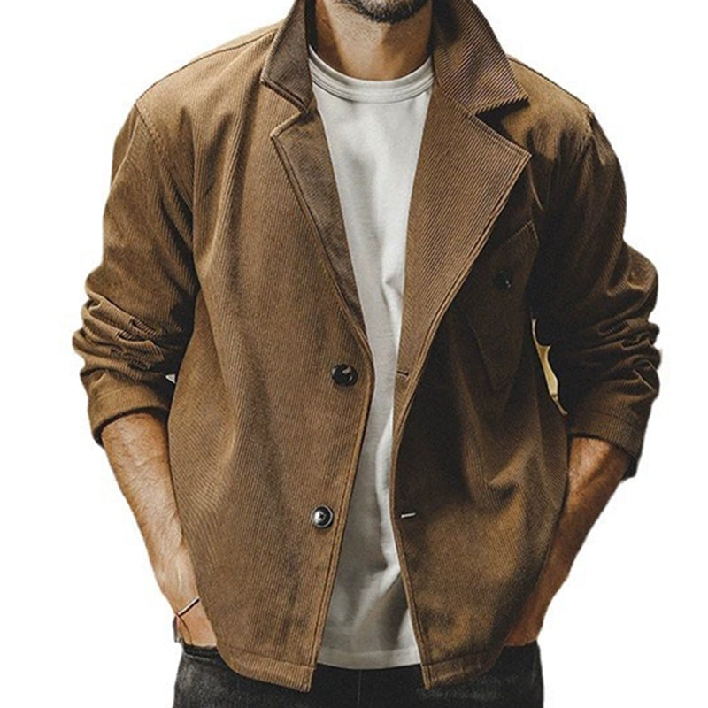 Men's Vintage Casual Solid Color Lapel Blazer Jacket 9884509307064