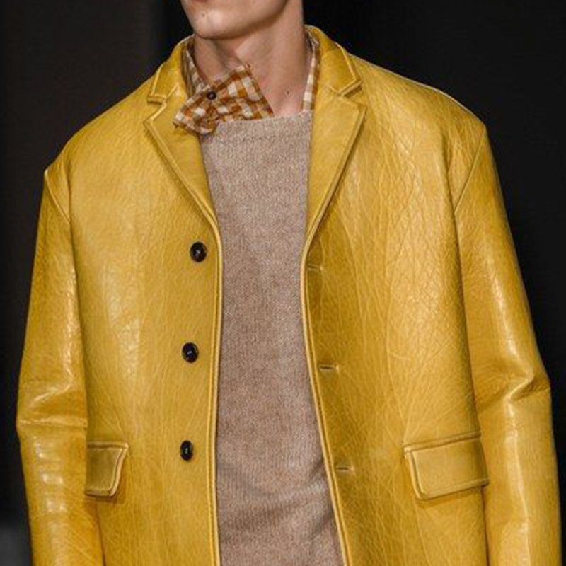 Men's Fashion Casual Single-breasted Textured Leather Blazer 9890061648056