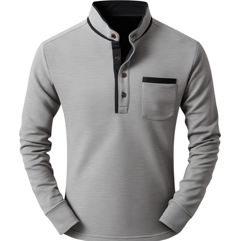 Men's Vintage Casual Henley Collar Cotton Blend Long Sleeve T-Shirt 9907263701176
