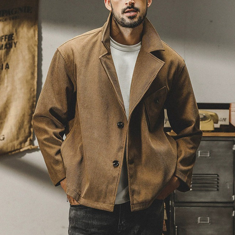 Men's Vintage Casual Solid Color Lapel Blazer Jacket 9884509307064