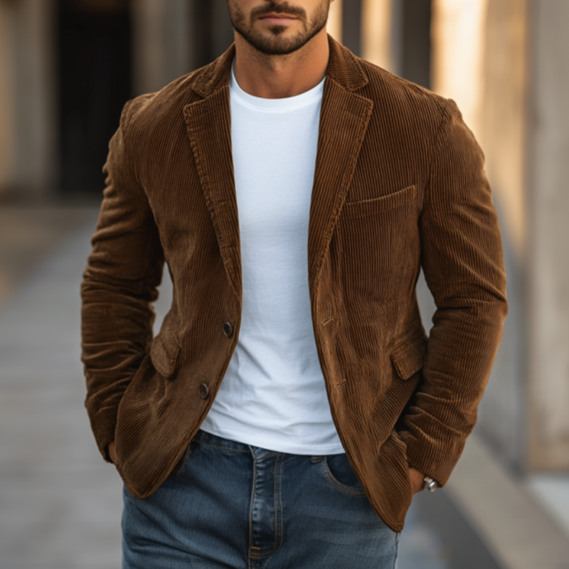Men's Classic Casual Corduroy Slim Fit Blazer 9892386144440