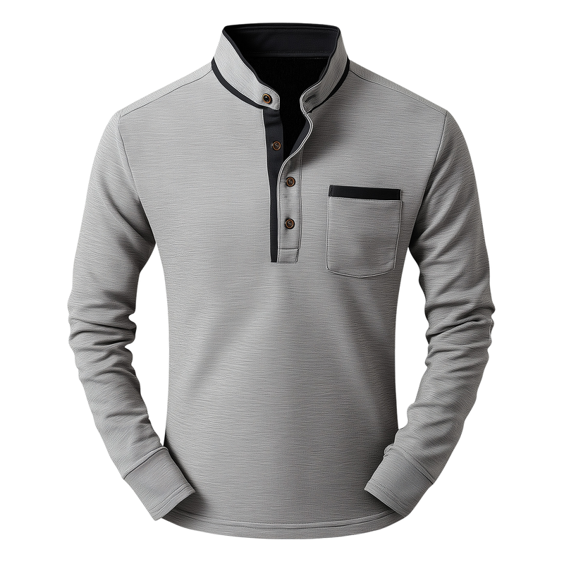 Men's Vintage Casual Henley Collar Cotton Blend Long Sleeve T-Shirt 9907263701176