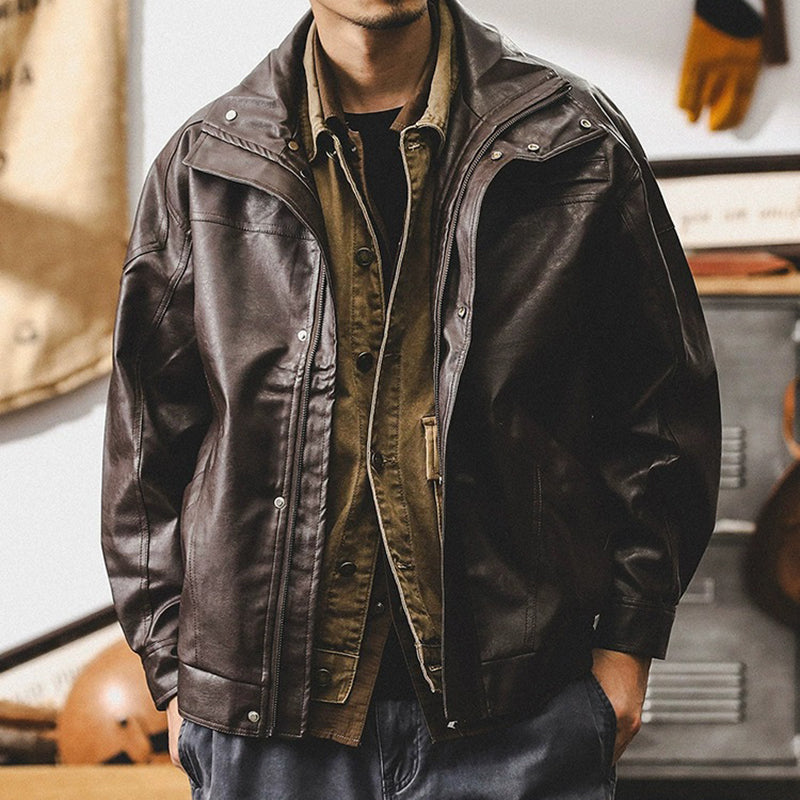 Men's Vintage Soft Leather Pocket Jacket 9884519825592