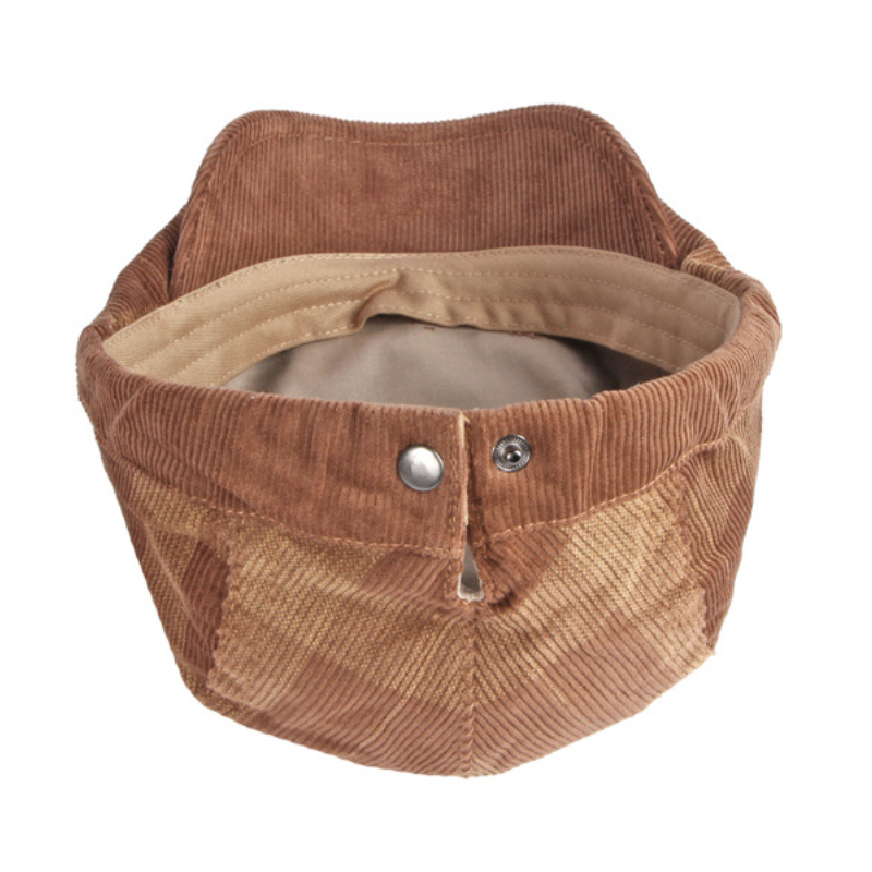 Men's Casual Check Corduroy Beret 9893976473784