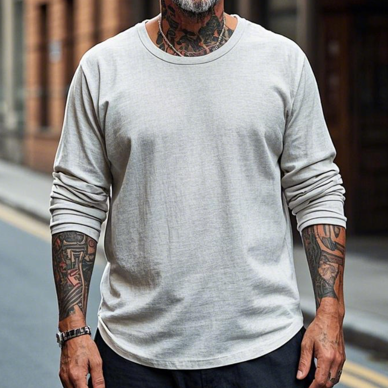 Men's Vintage Casual Round Neck Long Sleeve T-shirt 9905397334200