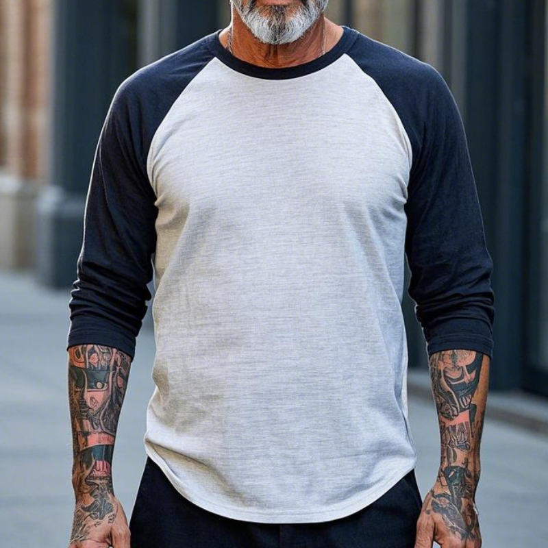 Men's Vintage Classic Crew Neck Cotton Blend Raglan Long Sleeve T-Shirt 9905396908216