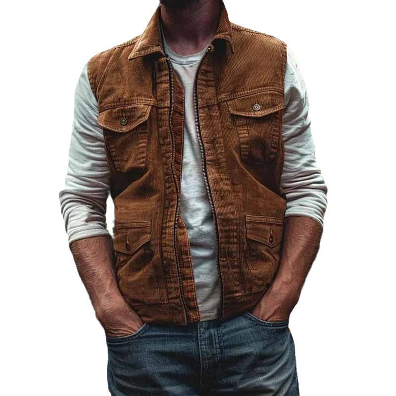 Men's Vintage Sleeveless Corduroy Vest 9878576103608
