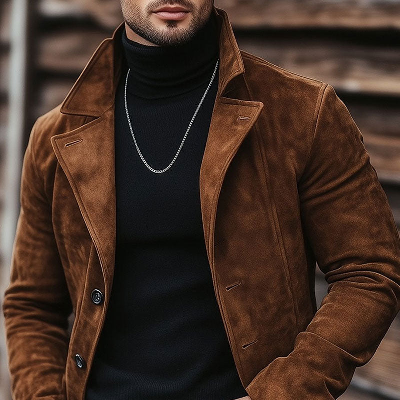 Men's Vintage Suede Casual Lapel 9879124017336