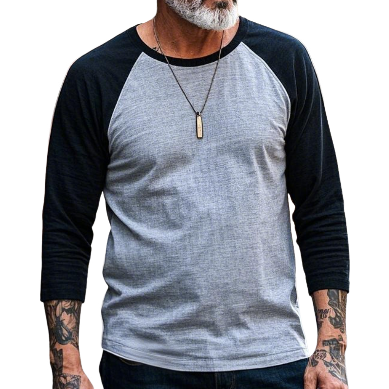 Men's Casual Western Crew Neck Cotton Blend Raglan Long Sleeve T-Shirt 9905396973752