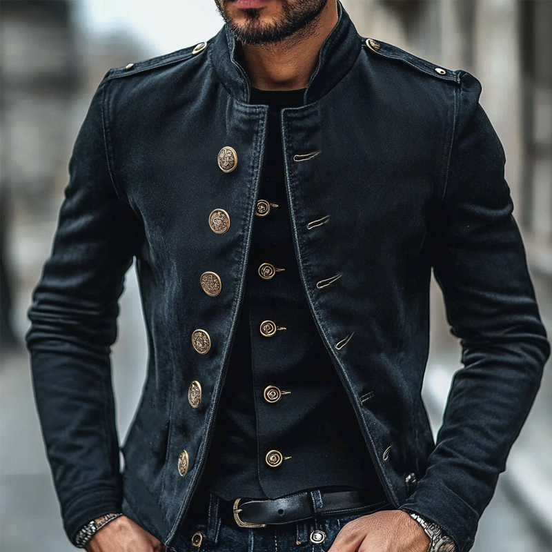 Men's Vintage Washed Single Breasted Denim Jacket 9906102599864