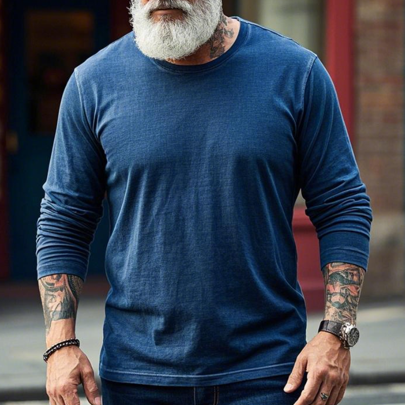 Men's Vintage Casual Round Neck Long Sleeve T-Shirt 9905397399736