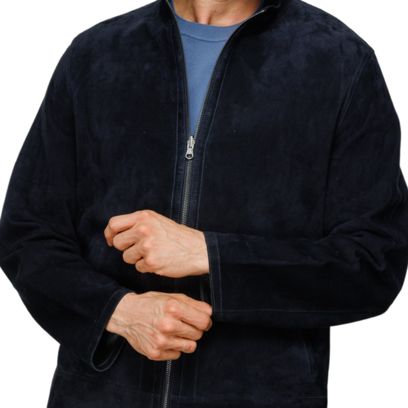 Men's Casual Versatile Stand Collar Zipper Suede Jacket 9893976015032