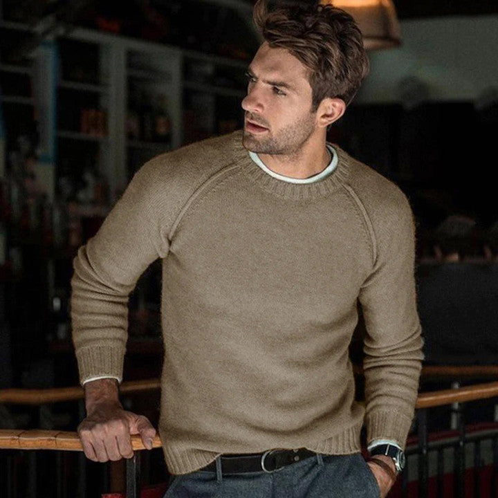 Men's Solid Color Crew Neck Knit Pullover Sweater 9262174896312