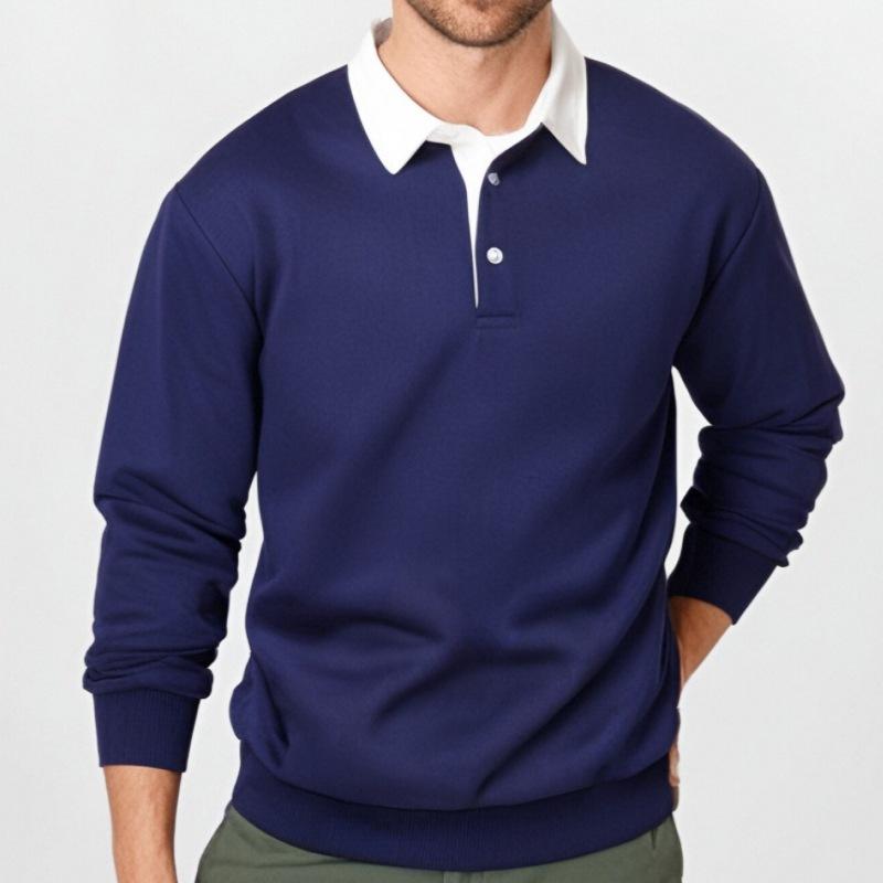 Men's Classic Casual Long Polo Neck Long Sleeve Sweatshirt 9268189561016