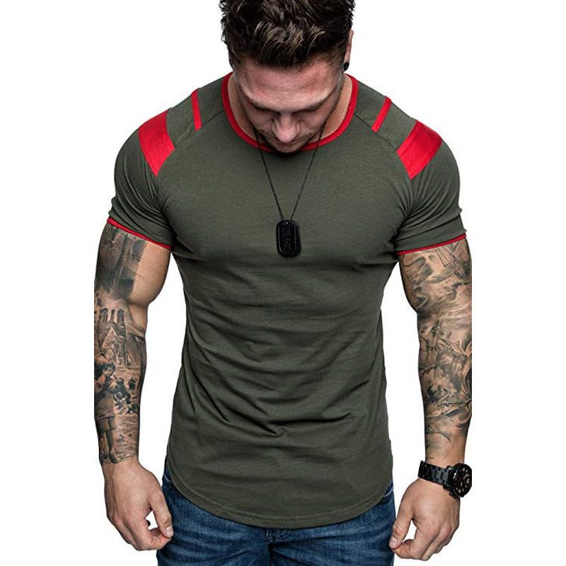 Men's Crew Neck Striped Print Short Sleeve T-shirt 9261140345016