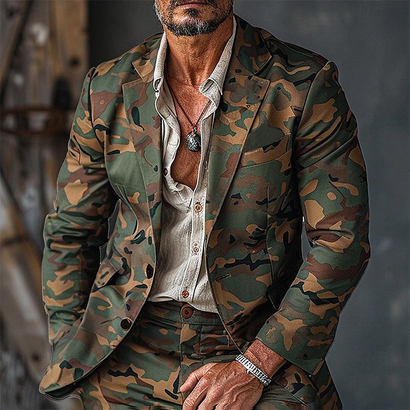 Men's Camouflage Print Button Blazer 9888006144184