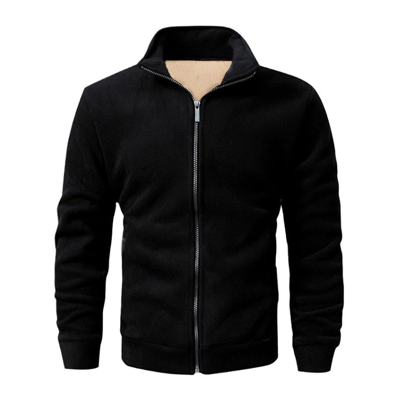 Men's Retro Casual Solid Color Polar Fleece Lapel Sweatshirt Jacket 9261094207672