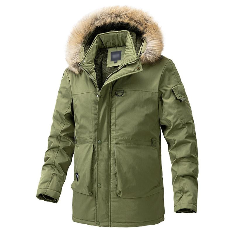 Men's Zipper Solid Color Thick Hooded Coat 9268190281912