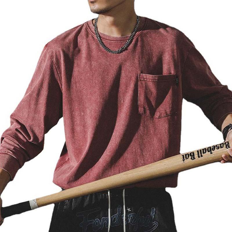 Men's Classic American Retro Cotton Long Sleeve T-Shirt 9261140967608