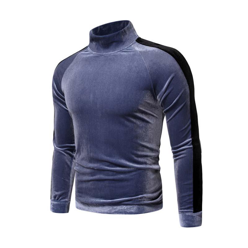 Men's Retro Classic Stand Collar Velvet Long Sleeve T-Shirt 9271920591032