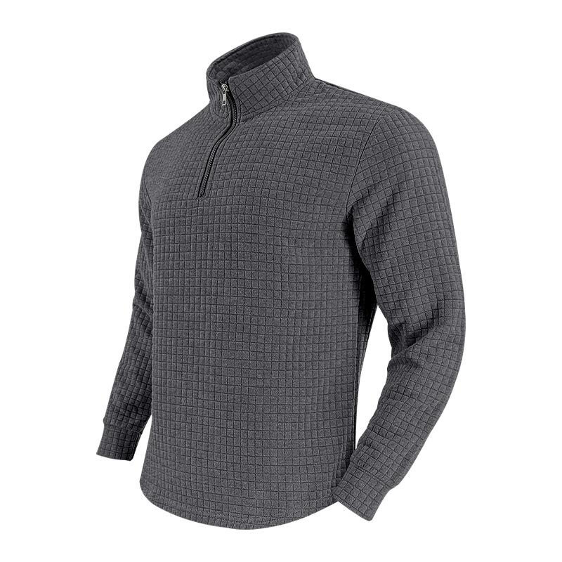 Men's Half-zip Small Square Stand Collar Long Sleeve T-shirt 9261144211640
