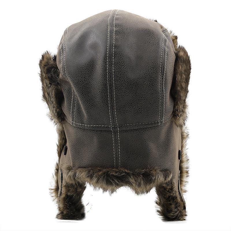 Men's Thick Warm Ear Protection Leather Hat 9873140023480