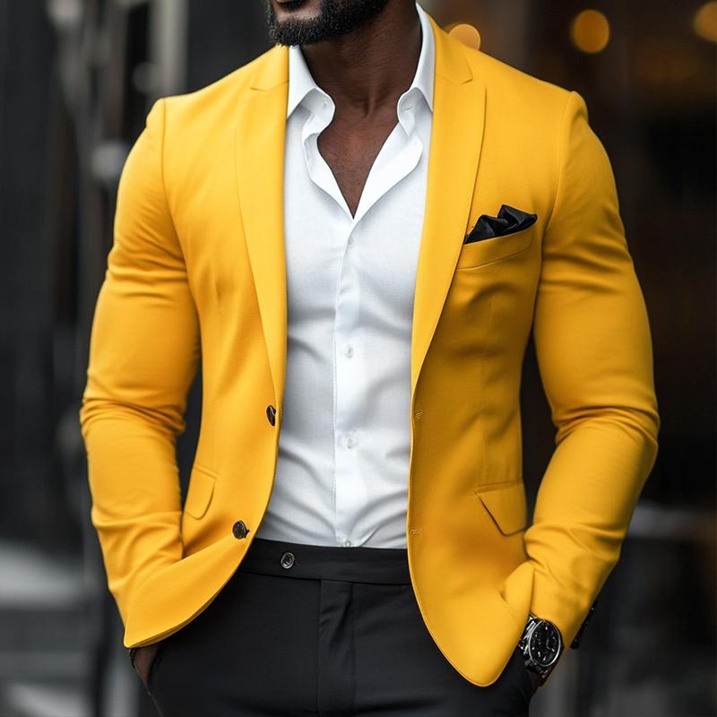 Men's Vintage Casual Solid Color Single Breasted Blazer 9877216231608
