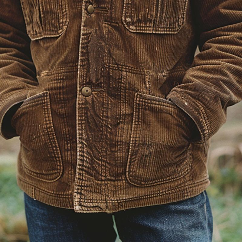 Men's Vintage Corduroy Double Collar Jacket 9261096075448