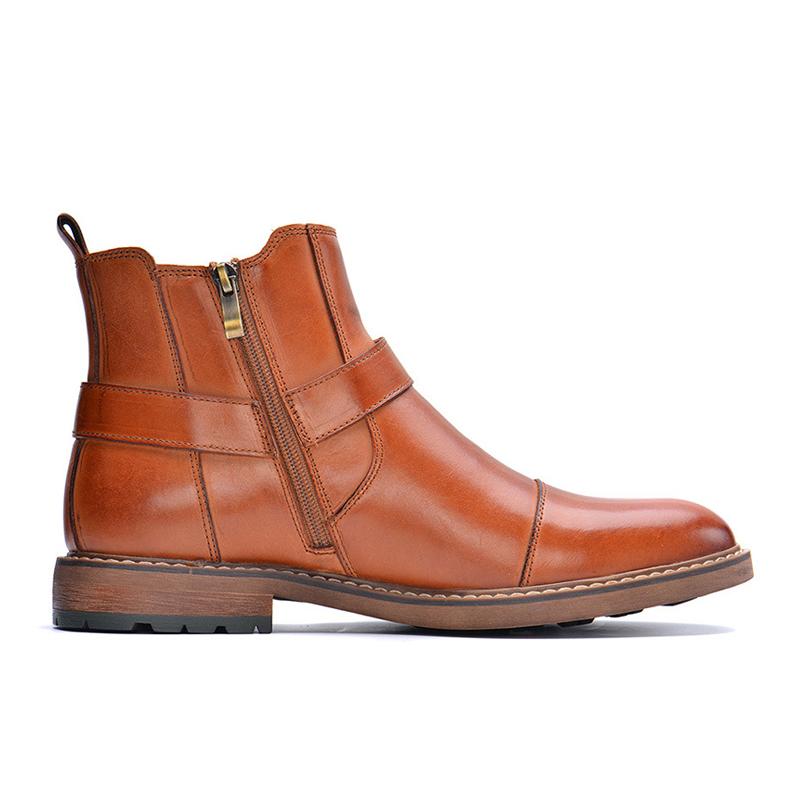 Men's Vintage Cowhide Zipper Workwear Boots 9261847543992
