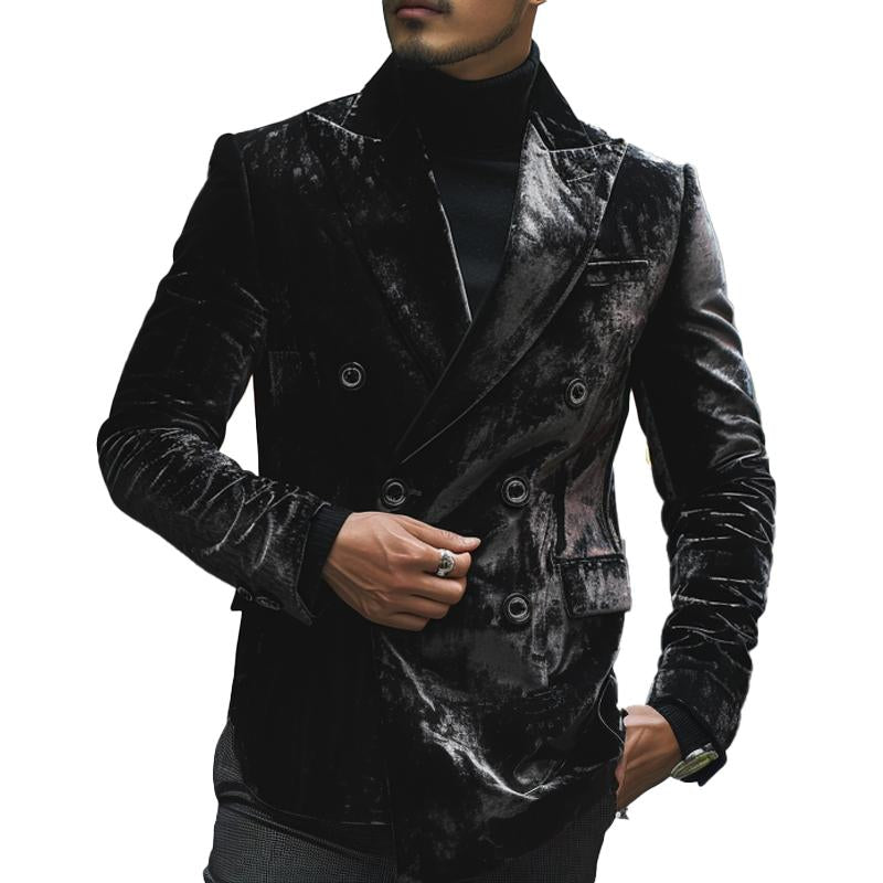 Men's Velvet Vintage Double Breasted Blazer 9877214199992