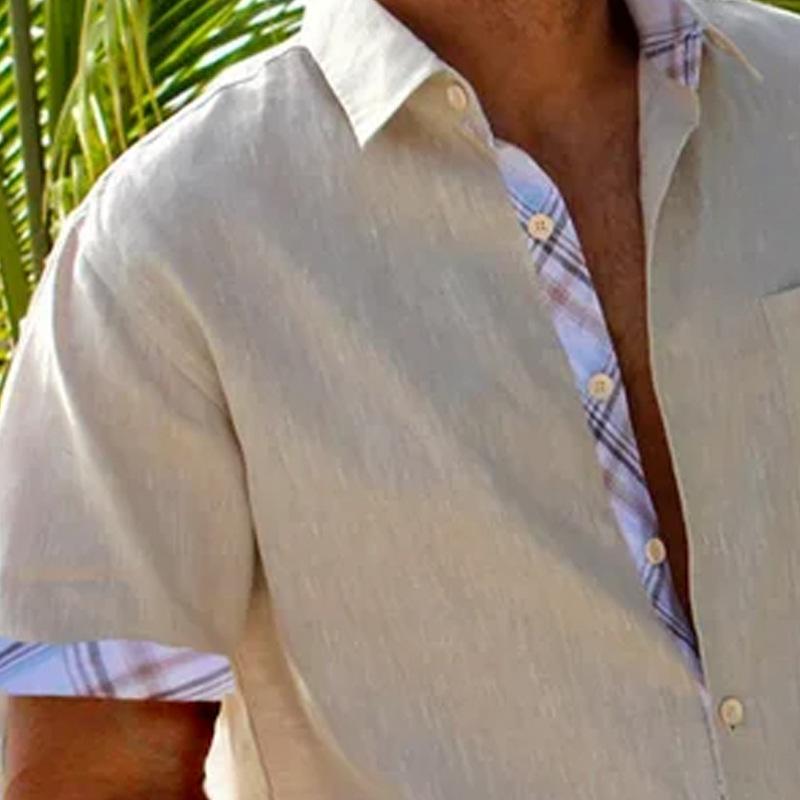 Men's Hawaiian Beach Vacation Shirt Short Sleeve Cardigan Shirt 9261781942456