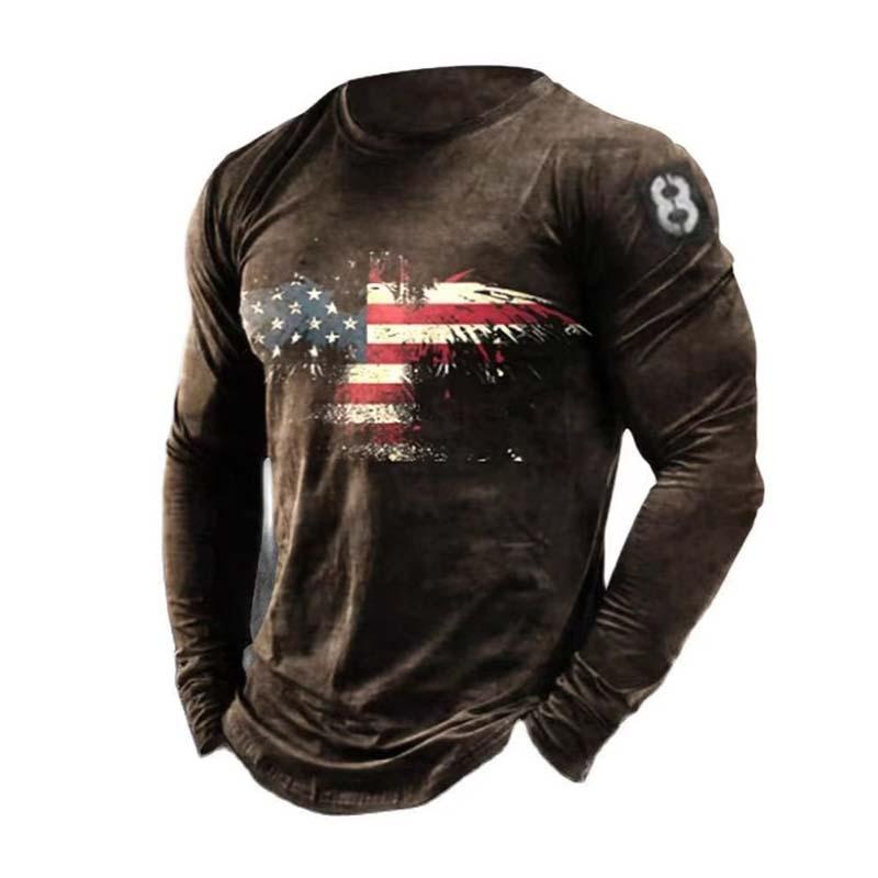 Men's Classic 3D Printed Digital Slim Fit Round Neck Long Sleeve T-shirt 9261143457976