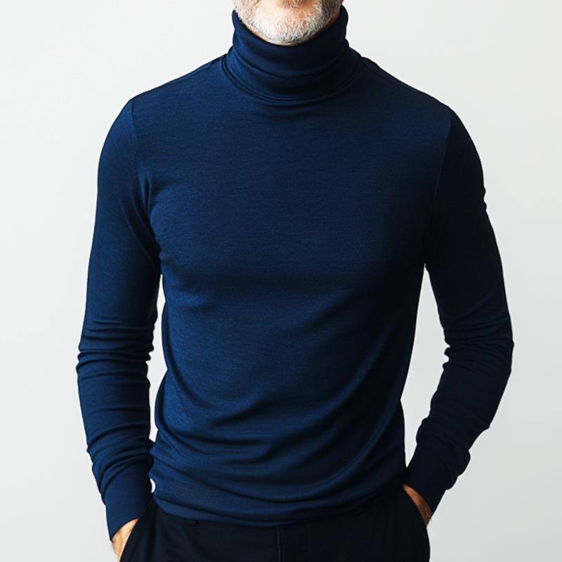 Men's Retro Solid Color High Neck Long Sleeve T-Shirt 9272630771896