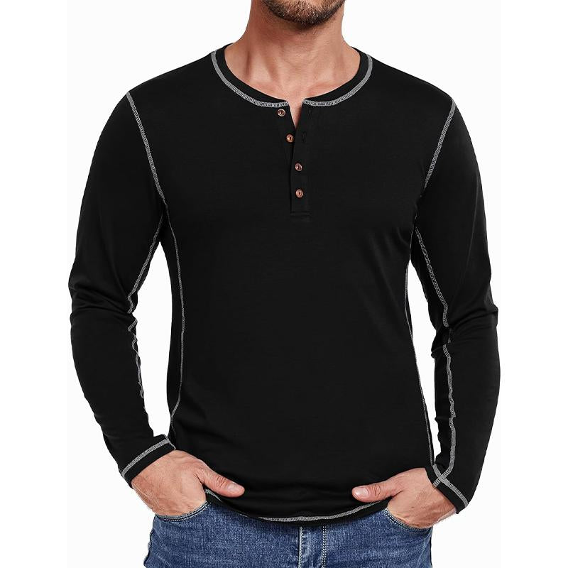 Men's Casual Henley Neck Long Sleeve T-Shirt 9274166771896