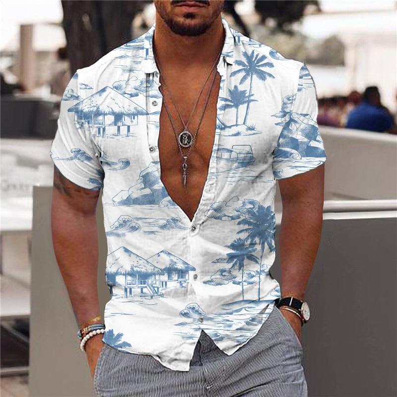 Men's Hawaiian Print Short Sleeve Shirt 9261789479096