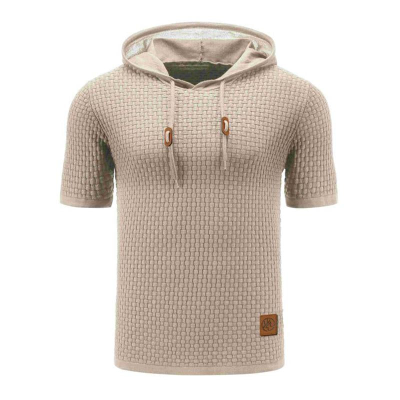 Men's Casual Knit Slim Fit Short Sleeve Hoodie 9268188807352