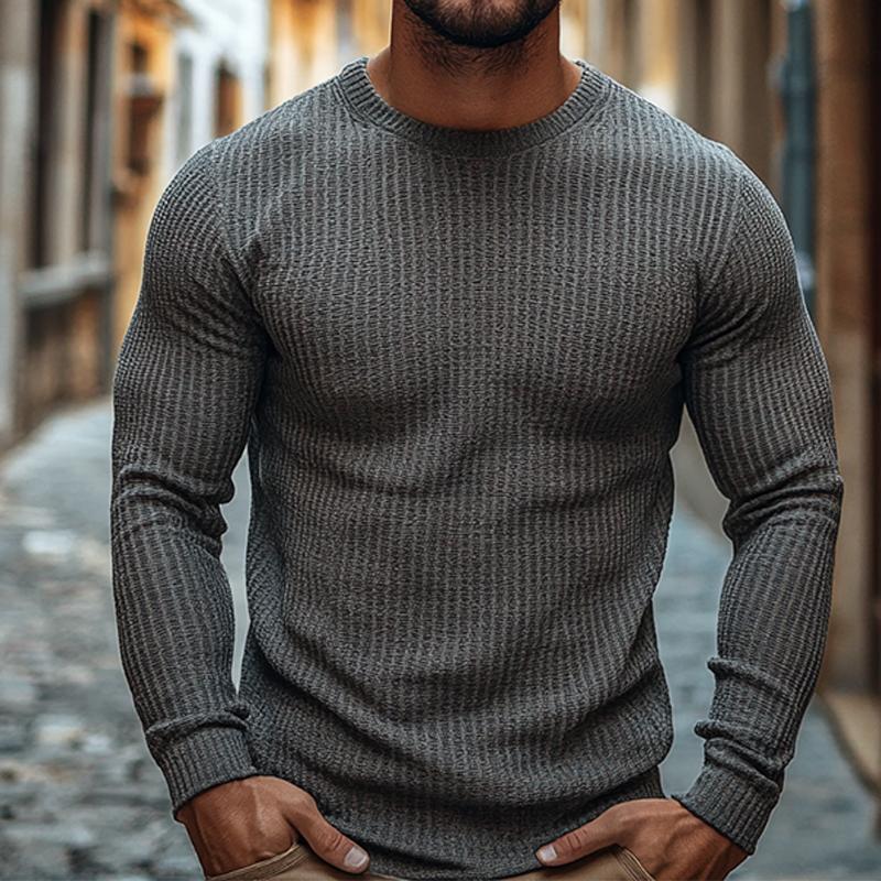 Men's Retro Casual Round Neck Printed Long Sleeve T-Shirt 9879659086008