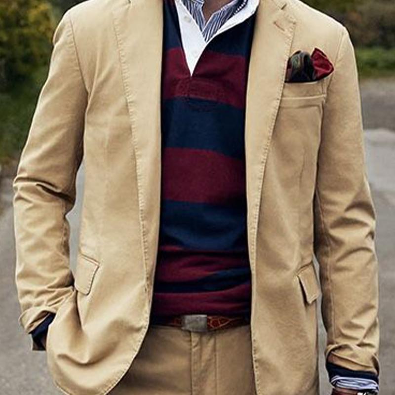 Men's Vintage Khaki Notched Lapel Blazer 9885840015544