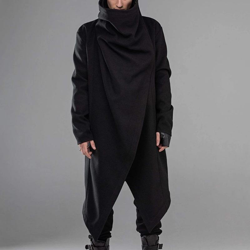 Men's Solid Gothic Style Pleated Long Sleeve Cape Coat 9261102137528