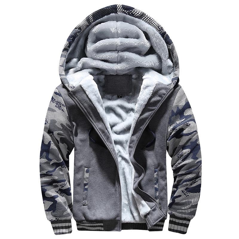 Men's Fleece Camouflage Thickened Warm Hooded Jacket 9261094109368