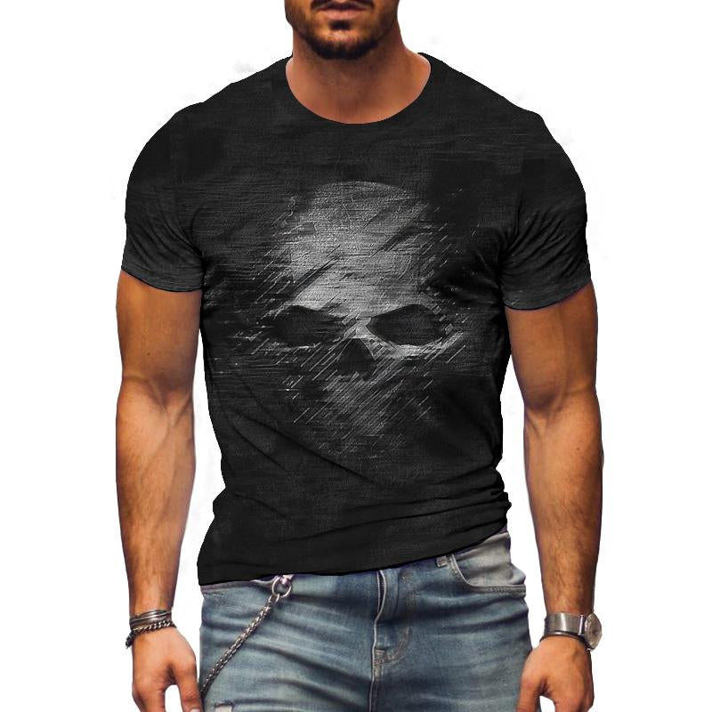 Men's Casual Skull Round Neck Short Sleeve T-Shirt 9261129892024