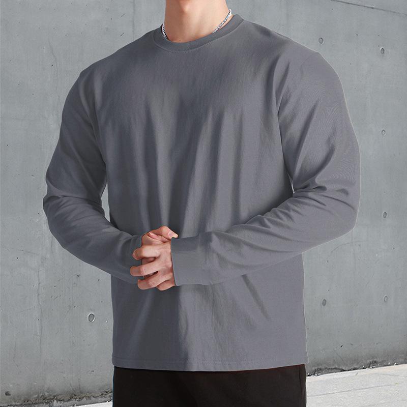 Men's Retro Casual Solid Color Round Neck Sweater Long Sleeve T-shirt 9261143031992