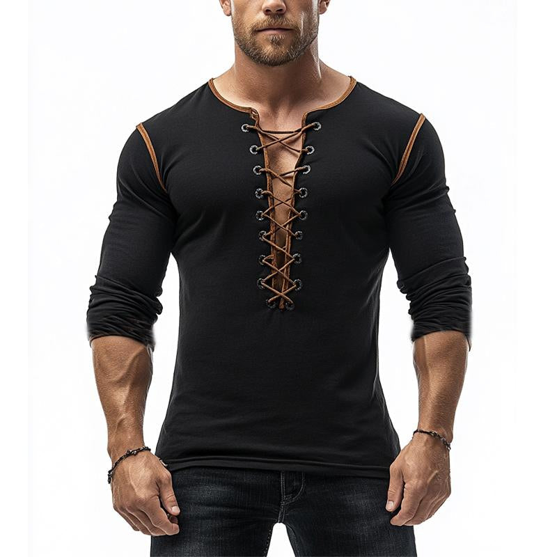 Men's Retro Tie Long Sleeve T-Shirt 9873135042744