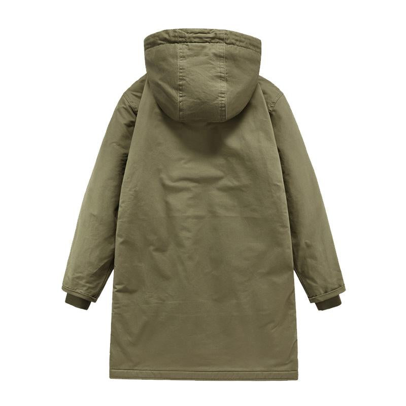 Men's Retro Plush Lined Warm Hooded Cargo Coat 9260834193592